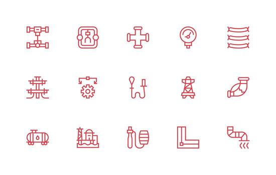 tubería conjunto con 15 regular línea íconos profesional icono conjunto vector
