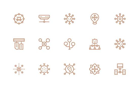Regular Line Style Hub Icons with 15 Vectors Fully Editable Icon Set for Web