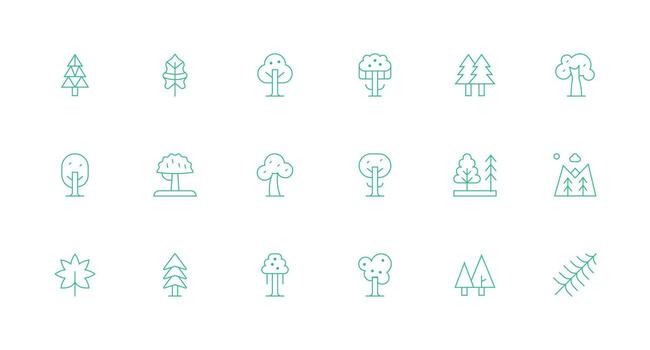 hojas perennes icono colección con 18 mínimo línea diseños agudo íconos para presentaciones vector
