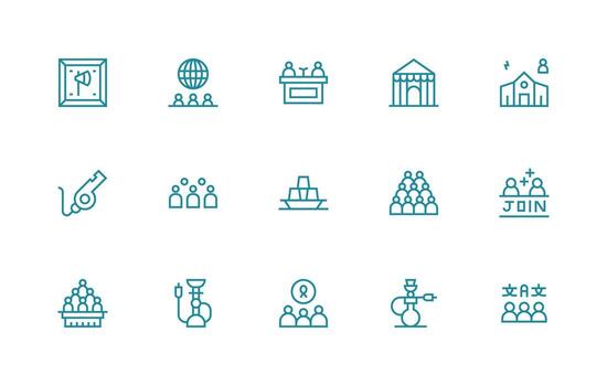 Regular Line Style Gathering Icons with 15 Vectors Core Icon Collection for Daily Tasks