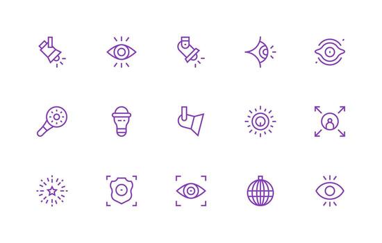 15 Spotlight Icons in Regular Line Aesthetic Complete Icon Bundle for Web Design vector