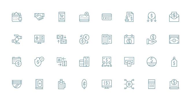 32 Icons for Transaction in Thin Line Format Digital Icon Collection vector