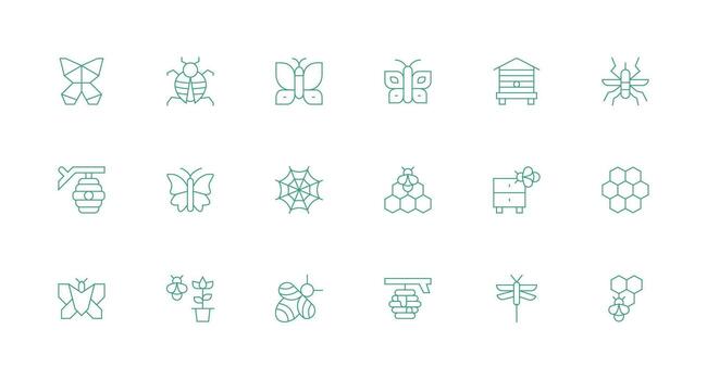Minimal Line Style Insect Icons with 18 Vectors Web and App Icon Pack Collection