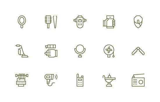 Handheld Icon Collection with 15 Regular Line Designs Theme-Based Icon Pack vector