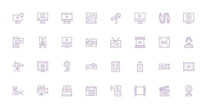 32 Icons for in Thin Line Format Smart Icon Collection vector
