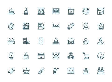 Fuel Set with 35 Regular Clean Line Icons Clean Icon Collection for Web Use vector