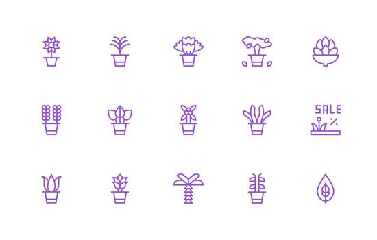 Greenery Visual Pack containing 15 Regular Line Icons Layout Icon Collection vector