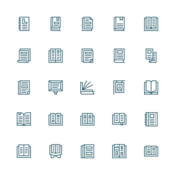 Pages Icon Set with 25 Medium Stroke Outline Graphics Icon Set for Apps vector
