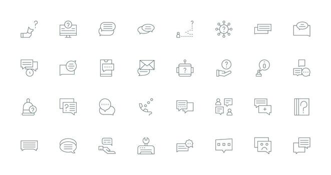 apoyo solicitud visual paquete conteniendo 32 Delgado línea íconos interfaz íconos para diario utilizar vector