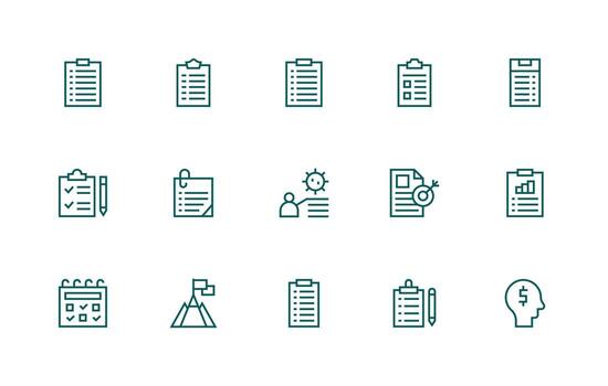Goals Icon Collection with 15 Regular Line Designs Multi-Style Icons for Creative Projects vector