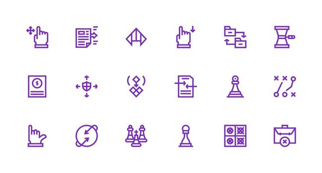 Move Visual Pack containing 18 Strong Stroke Line Icons High-Resolution Icons for Any Platform vector