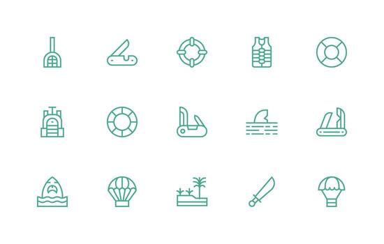 15 Regular Line Style Icons from Survival Collection Fully Editable Icon Set for Web vector
