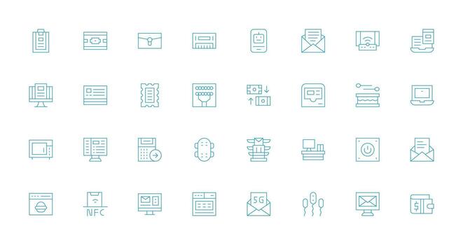 Electronic Set with 32 Thin Line Icons Smart Icon Collection vector