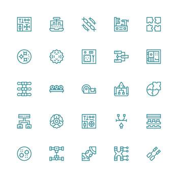 25 Icons for Components in Medium Stroke Outline Format Smart Icon Collection vector