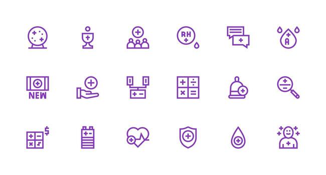 Strong Stroke Line Icons from Plus Set with 18 Vectors Clear and Concise Icon Set Collection