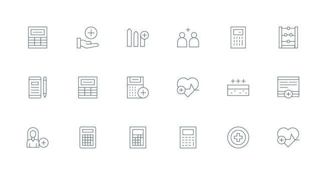 18 añadir íconos en mínimo línea estético rápido acceso íconos para ui desarrollo vector