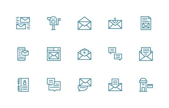 15 regular línea íconos para correspondencia gráficos rápido acceso íconos para ui desarrollo vector