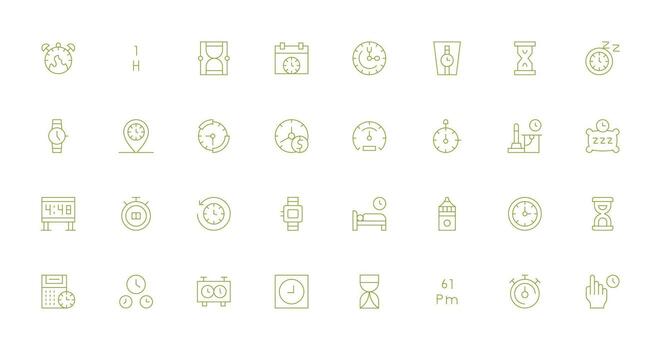 Clock including 32 Thin Line Illustrations UI Icon Set vector