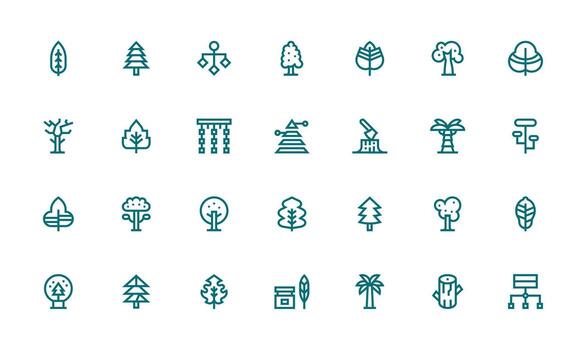 Tree Icon Collection with 28 Bold Line Designs Organized Icon Pack for Quick Access vector