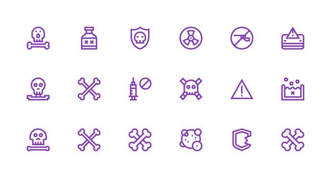 Unsafe Visual Pack containing 18 Strong Stroke Line Icons Icon Set for Web vector