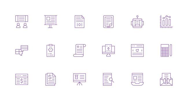 reporte icono conjunto con 18 mínimo línea gráficos ligero icono serie para rápido prototipos vector