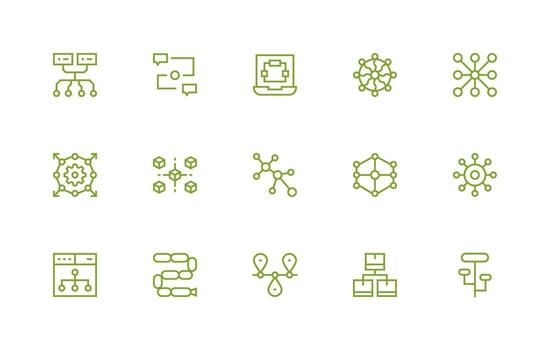 Nodes including 15 Regular Line Illustrations Clear and Concise Icon Set Collection vector
