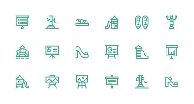 18 Strong Stroke Line Vectors for Slide Theme Functional Icon Series