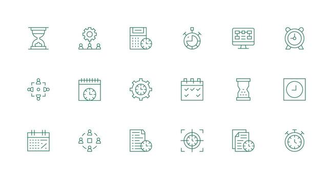 18 Icons for Project Management in Minimal Line Format Complete Icon Bundle for Web Design vector