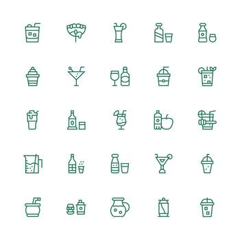 25 Icons for Soda in Medium Stroke Outline Format Icon Set for Projects vector