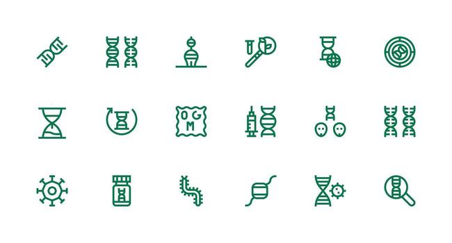 18 Icons for Biotechnology in Strong Stroke Line Format Flexible Icon System for Web Interfaces vector