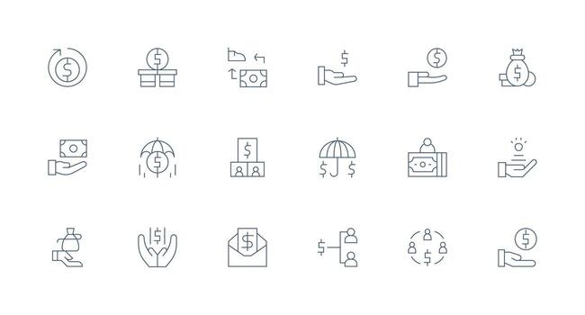 18 Icons for Compensation in Minimal Line Format General Use Icon Pack vector