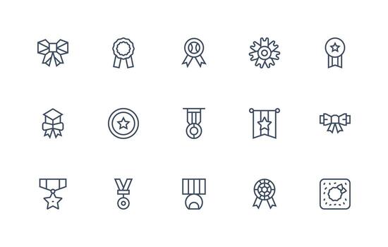 Distinction featuring 15 Icons in Regular Line Design Interface Icons for Daily Use vector