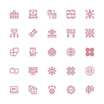 25 Medium Stroke Outline Icons for Integration Graphics Design Icon Pack vector