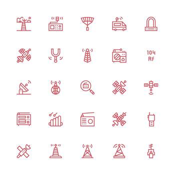 Antenna featuring 25 Icons in Medium Stroke Outline Design Multi-Style Icon Collection vector