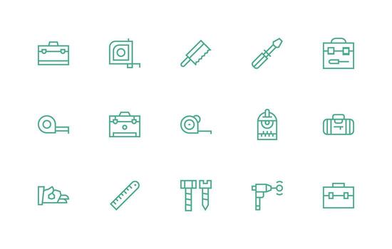15 Regular Line Style Icons from Carpentry Collection Modern Line and Glyph Icon Series vector