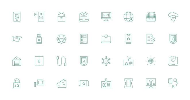 Access Icon Collection with 32 Thin Line Designs Professional Icon Pack for Development Work vector