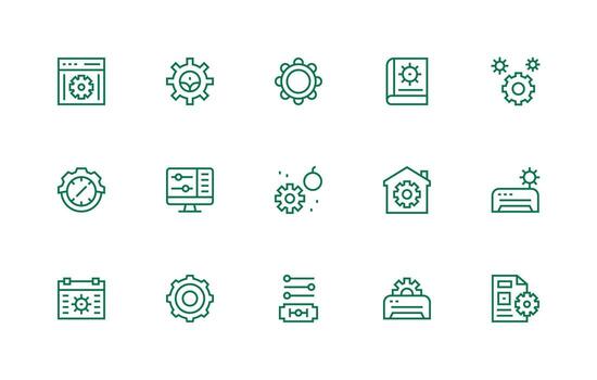 Customization including 15 Regular Line Illustrations Scalable Icons for All Themes vector
