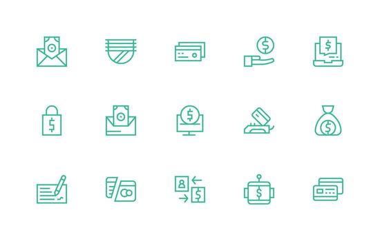 Banking Visual Pack containing 15 Regular Line Icons Full Icon Library for UI Designers vector