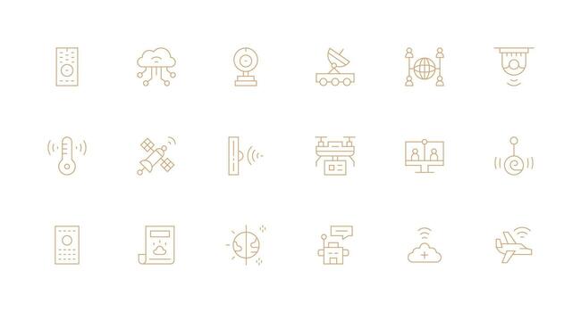 remoto visual paquete conteniendo 18 mínimo línea íconos rápido acceso íconos para ui desarrollo vector