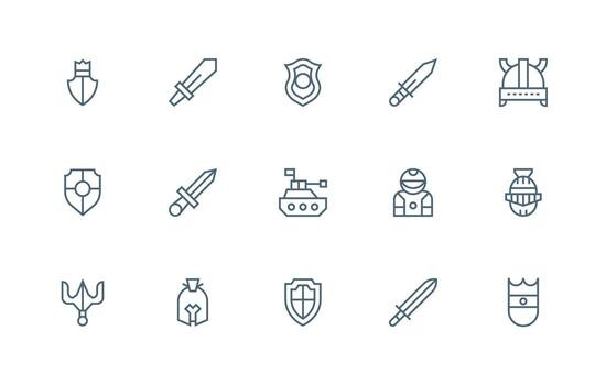 15 Regular Line Vectors for Armor Theme Digital Product Icons for Fast Delivery