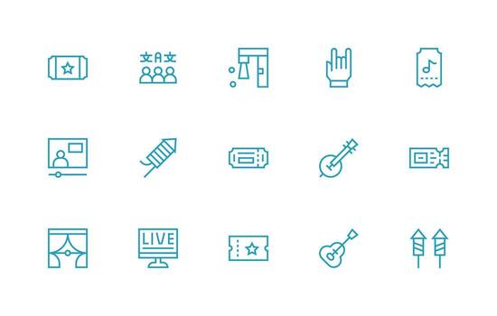 Show featuring 15 Icons in Regular Line Design Dashboard Icon Series vector