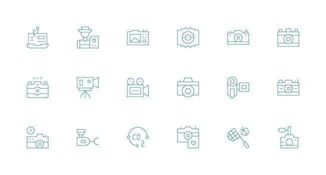 Capture Design Icons featuring 18 in Minimal Line Style Style Icon Set vector