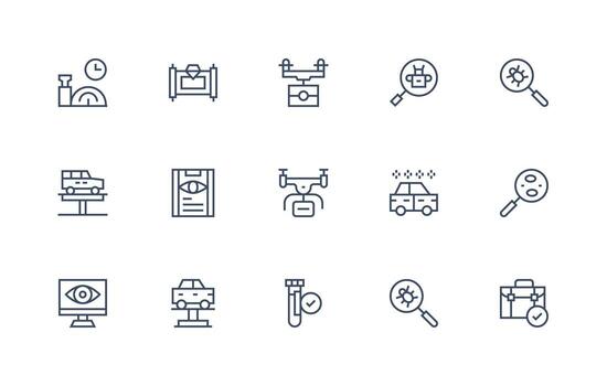 15 Icons for Inspection in Regular Line Format Well-Structured Icons for Creative Use vector