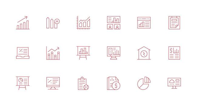 Minimal Line Style Statistics Icons with 18 Vectors Essential Icon Collection