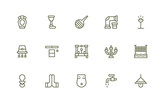 Regular Line Icons from Fixture Set with 15 Vectors Responsive Icon Set for Flexible Layouts