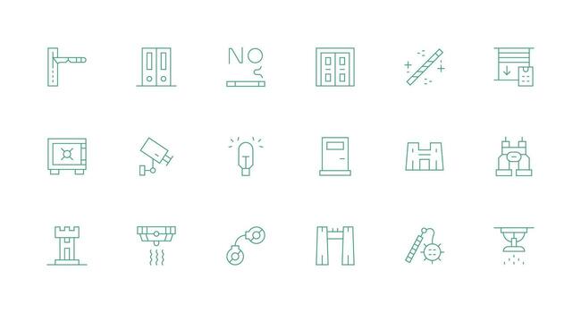 Security System Design Icons featuring 18 in Minimal Line Style UI Icon Set vector