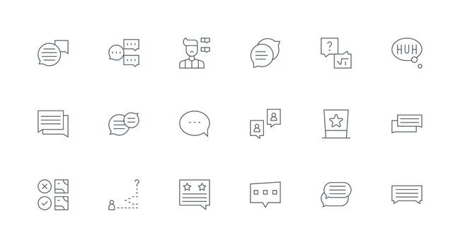 mínimo línea íconos desde realimentación formar conjunto con 18 vectores todas dispositivo compatible icono conjunto