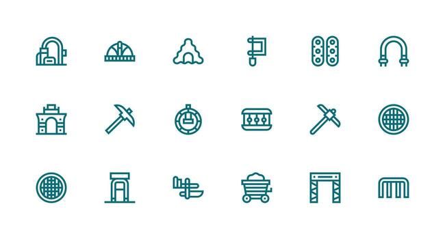 18 Tunnel Icons in Strong Stroke Line Aesthetic User Interface Icons for Digital Products vector