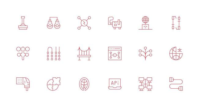 Connection Point Set with 18 Minimal Line Icons Web Icon Collection vector