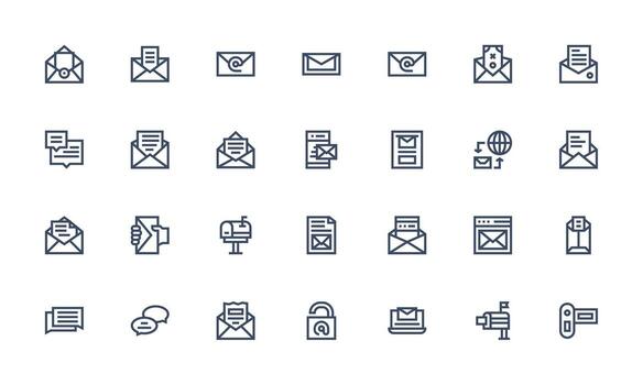 28 negrita línea estilo íconos desde correspondencia colección icono conjunto para web vector